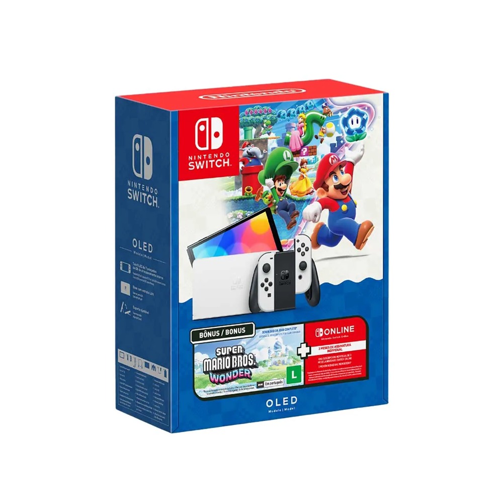 Nintendo Consola Nintendo Switch Oled + Super Mario Bros Wonder + 3 meses NSO