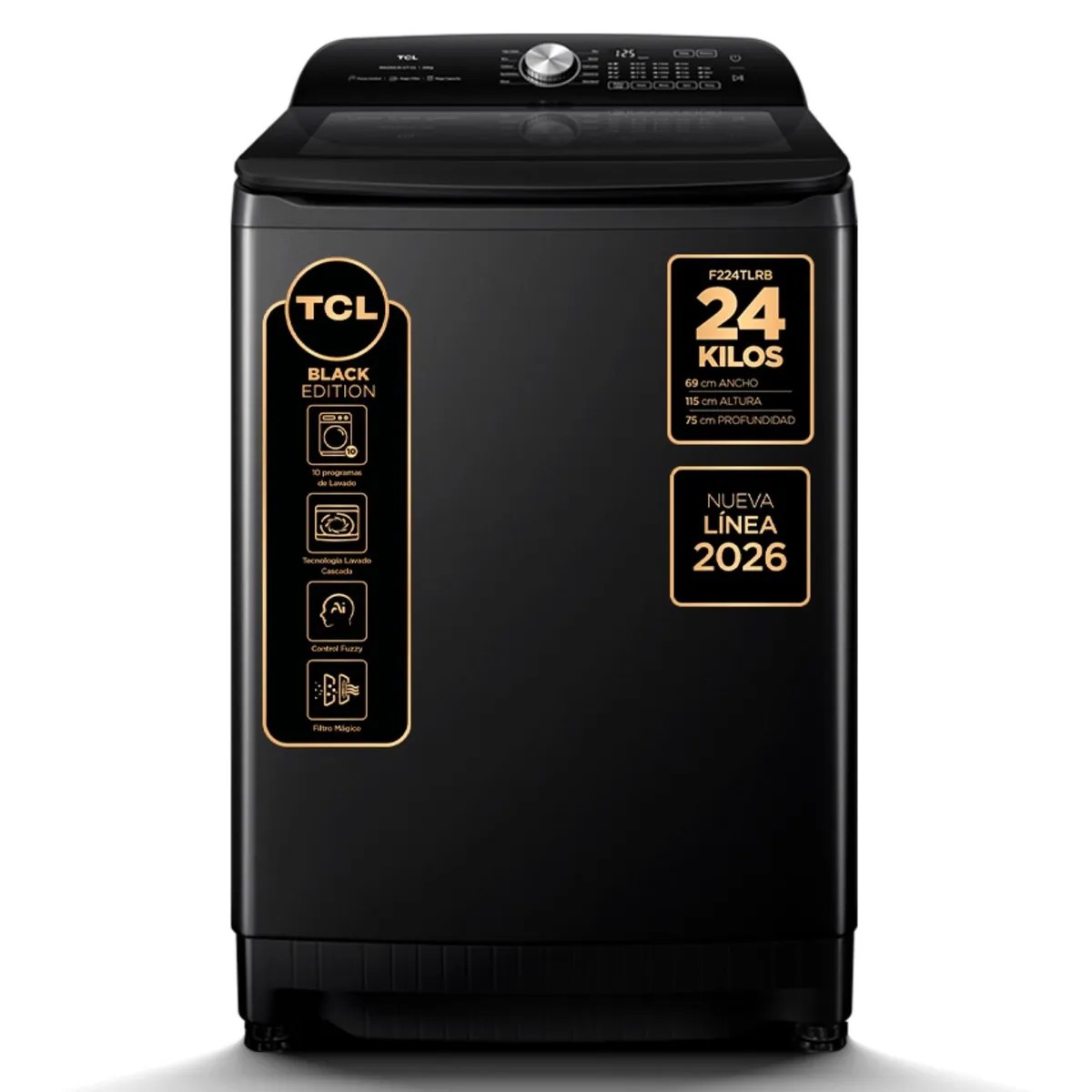 TCL Lavadora Superior 24 kg Black Edition F224TLRB